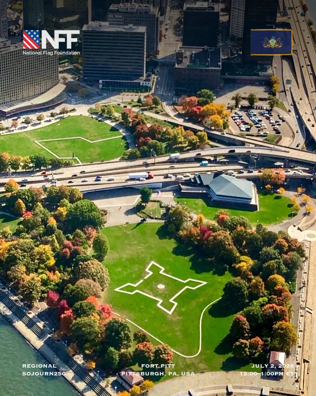 Confluence, Conflict, Renewal, Fort Pitt · Point State Park, Downtown Pittsburgh. Thursday, July 2, 12:00 – 1:00 PM ET.